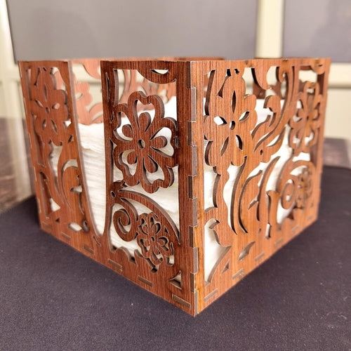 MDF Floral Tissue Holder Box Brown